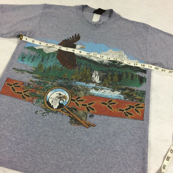 Vintage Single Stitch Image West Graphic T-Shirt Size Medium Gray Nature Eagle M - Picture 3 of 10